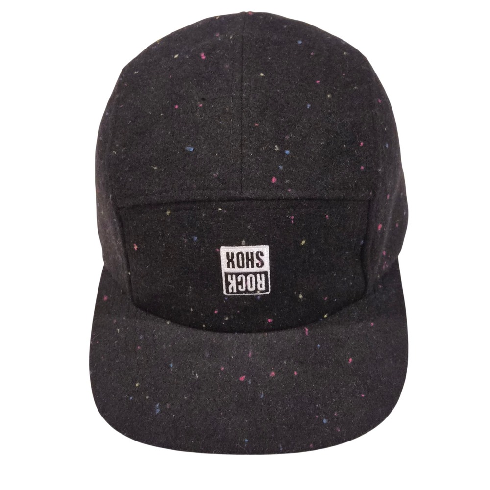 RockShox 5 Panel Camper Hat Black Wool Blend Multi Color Speckle Adjustable Cap
